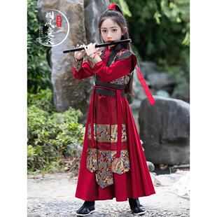 女童汉服花木兰服装女侠风武侠穆桂英男童将军儿童演出古装飞鱼服