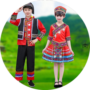 儿童阿昌族民族服装舞蹈服土族表演服装幼儿园合唱门巴族舞台演出