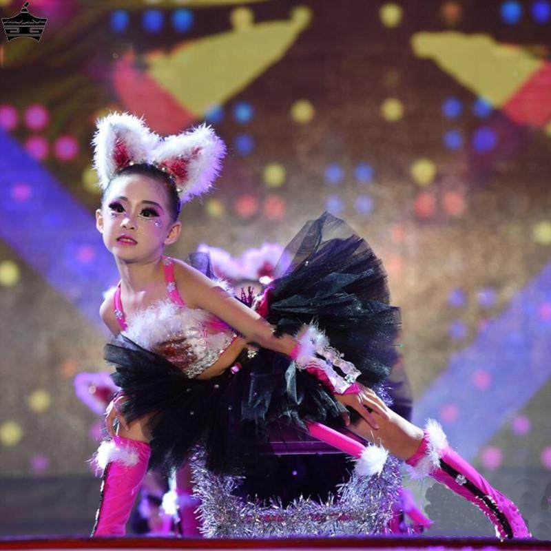 爱跳舞的小怪兽演出服儿童猫咪表演服三只猫学猫叫小猫咪舞蹈服装