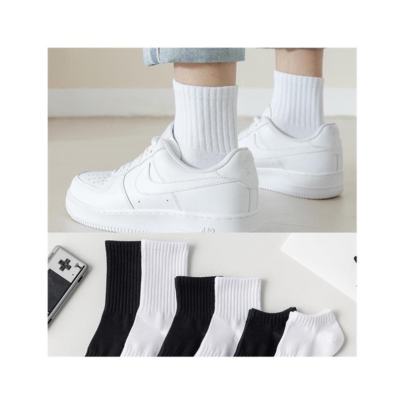 白色袜子男中筒长袜秋冬薄