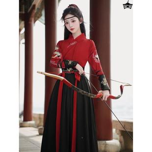 传统女侠风汉服女款武侠古装秋侠客中国风初中生花木兰演出服套装