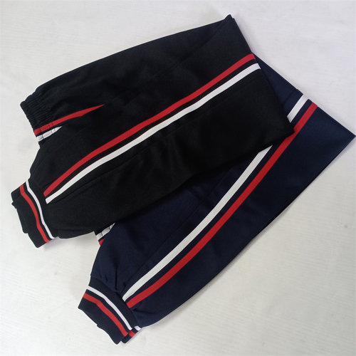 束脚学生保暖白红条校裤