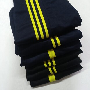 浅黄条校服裤 子两条杠男直筒初中高中小学生两道淡黄杠藏蓝色校裤