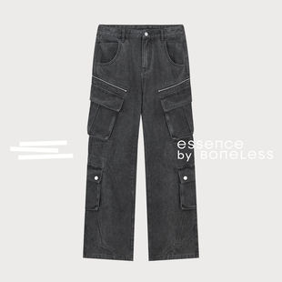 重工洗水多口袋微喇牛仔裤打褶美式长裤支线Essence by BONELESS