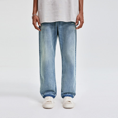 BONELESS洗水破坏流苏牛仔裤