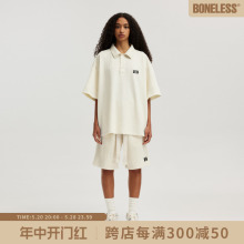 polo短裤 BONELESS 肌理针织情侣套装 美式 高街短袖 两件套 男女同款