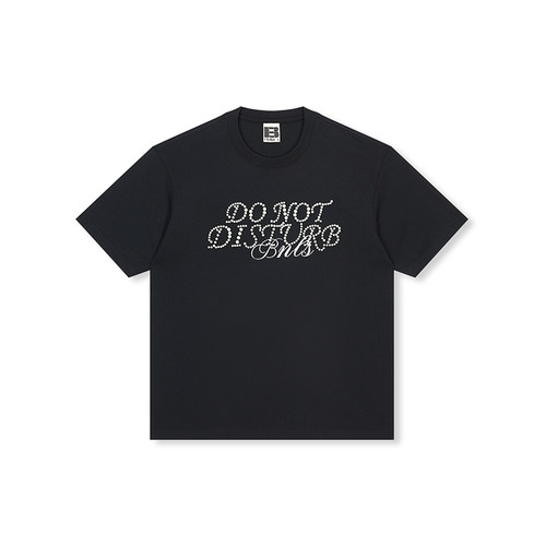 BONELESS高质感珍珠排版T恤夏季新款宽松情侣休闲体恤纯棉短袖男