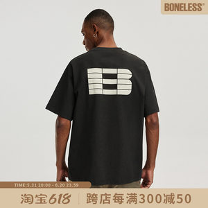 BONELESS发泡擦绒B字半袖体恤