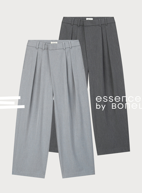 弯刀高腰压褶休闲西裤条纹cleanfit长裤支线Essence by BONELESS