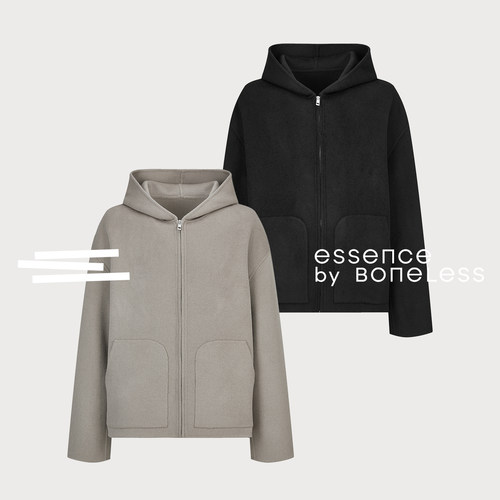 澳洲羊毛重磅拉链连帽卫衣cleanfit外套支线Essence by BONELESS