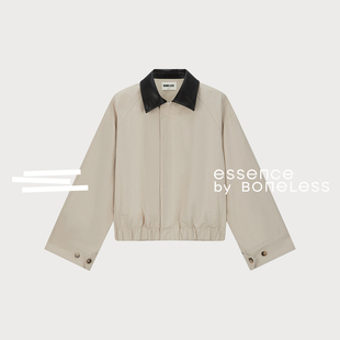 翻领工装外套美式复古休闲宽松拼接夹克支线Essence by BONELESS