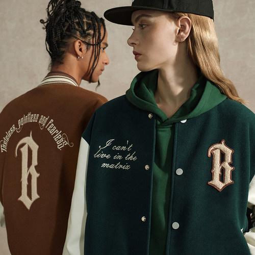 BONELESS弧形logo棒球夹克