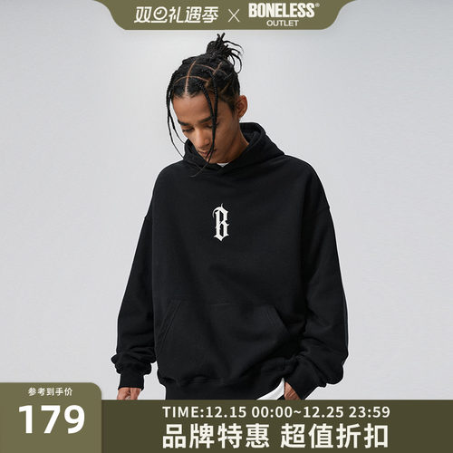 BONELESS基础B字连帽卫衣