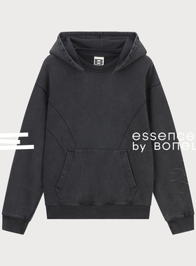 水洗领口破坏结构连帽卫衣纯棉帽衫上衣支线Essence by BONELESS