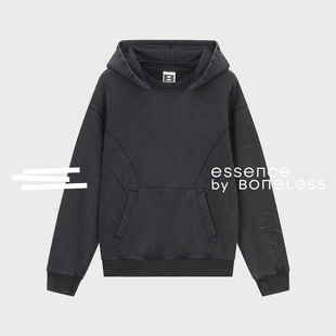 水洗领口破坏结构连帽卫衣纯棉帽衫上衣支线Essence by BONELESS