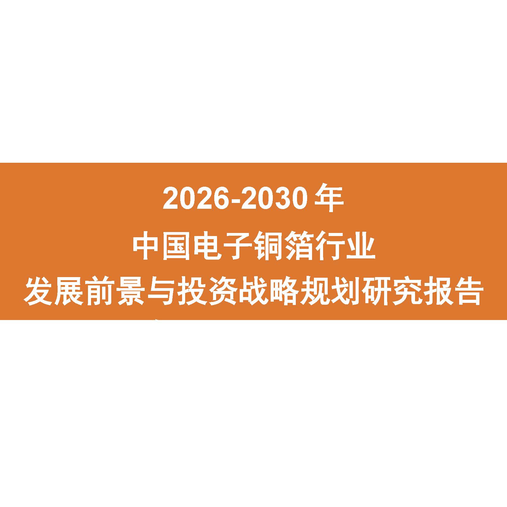 2026-2030年中国电子铜箔行业发展前景与投资战略规划研究报告