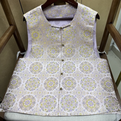 100%桑蚕丝五重围老宋锦周康明冰淇淋宝相花马甲新中式百搭真丝