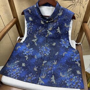 三马宋锦100%桑蚕丝新中式非遗宋锦马甲高端螺钿蝴蝶 国风气质