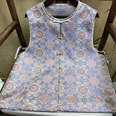 满分桑蚕丝紫色三重围八达晕老宋锦马甲新中式国风气质新款马甲