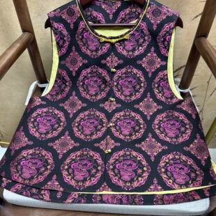 100%桑蚕丝四重维40姆米老宋锦生肖马甲合集老宋锦新中式国风