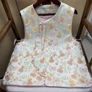 100%桑蚕丝粉金葫芦三重维老宋锦琵琶襟马甲新中式国风马甲织金