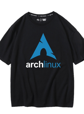 程序员arch linux源代码编程开发极客短袖纯棉T恤男女夏体恤宽松