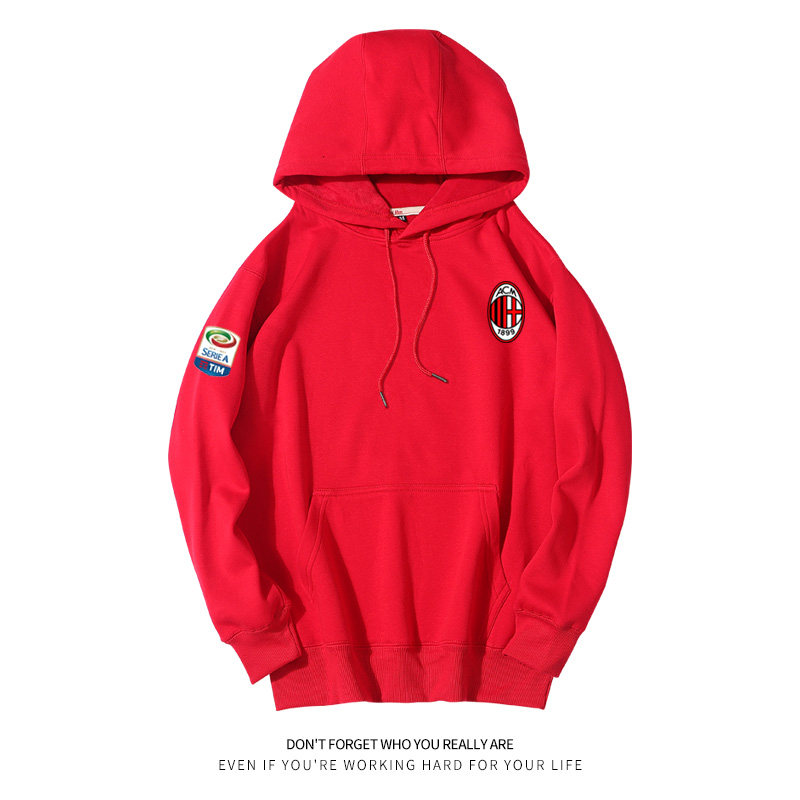 AC米兰Milan意甲训练队服男装足球运动休闲服连帽套头卫衣上衣潮