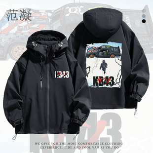 风火轮砖叔43号致敬KenBlock漂移野马X阿基拉潮牌宽松男冲锋衣服