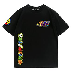 瓦伦蒂诺罗西小飞侠motogp夺冠V46周边圆领T恤宽松短袖男女纯棉夏