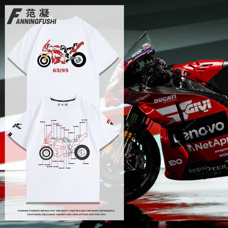 杜卡迪MotoGP赛车拼接短袖T恤图片