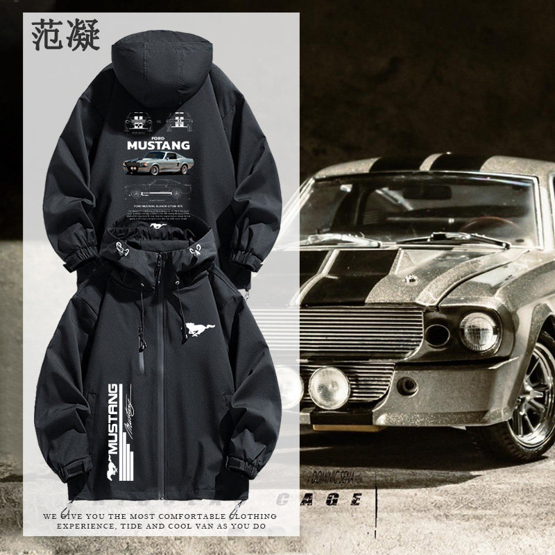 1967年福特野马谢尔比gt500艾丽诺致敬车迷宽松大版男薄款冲锋衣