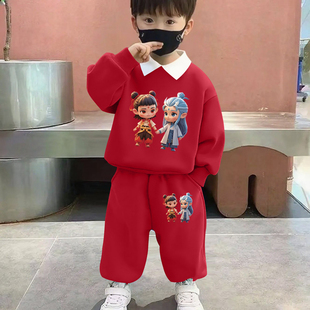 哪吒衣服儿童服装春秋季男童纯棉长袖卫衣潮款痞帅两件套女童秋装