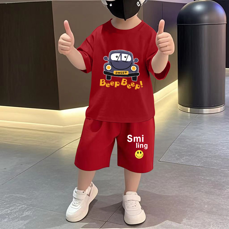 男童休闲套装夏季薄款儿童纯棉短袖短裤宝宝两件套小孩子夏天衣服