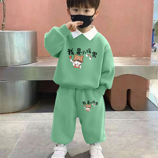 新款 男童套装 儿童两件套潮酷痞帅童装 纯棉卫衣卫裤 洋气衣服 春秋季