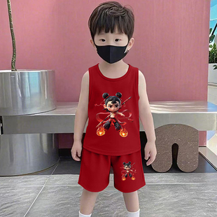 背心兒童兩件套女童薄款 男童夏季 無袖 洋氣短褲 套裝 小孩子夏天衣服