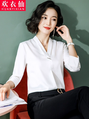 Рубашка, базовый приятный телу осенний костюм, V-образный вырез