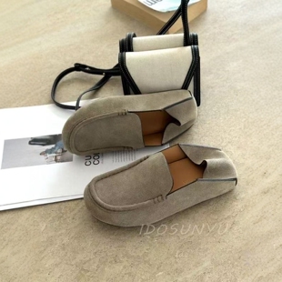 IDO欧洲站女鞋2025新秋款爆款真皮百搭乐福鞋女时尚一脚蹬单鞋女