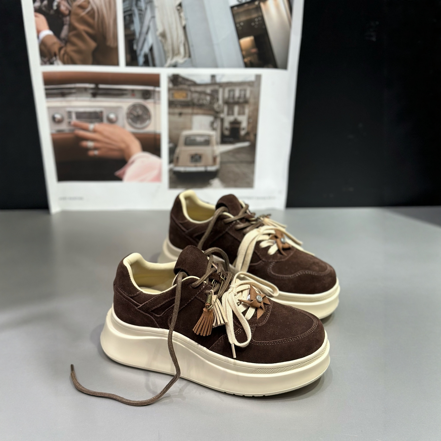 欧货IDO秋款厚底增高缪系板鞋女