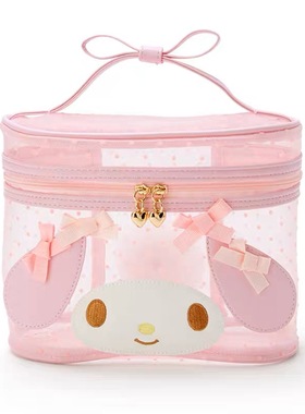 日系新款库洛米Melody美乐蒂创意卡通网纱化妆包手提洗漱包收纳