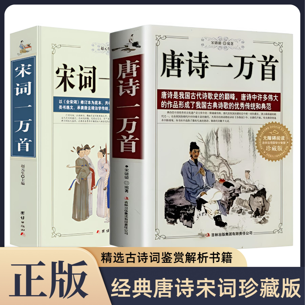 唐诗一万首宋词一万首 李白王维孟浩然贺知章骆宾王王勃等200余名诗人唐诗宋词中国古典诗词全集诗词歌赋鉴赏辞典大全集书籍 - 实物图