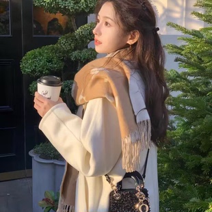 【找编码001到101】双面羊毛围巾女冬季老花保暖围脖经典百搭披肩