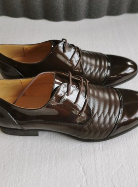 断码处理3514神行太保库存男士皮鞋亮皮棕色系带商务休闲低帮皮鞋