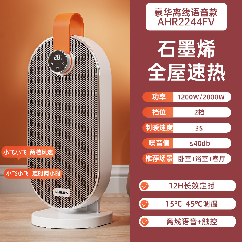 飞利浦暖风机浴室防水石墨烯取暖器家用节能电暖气热风机电暖器