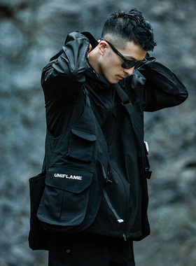 ASHFIRE×UNIFLAME联名马甲多口袋耐用钓鱼背带马甲工装机能户外