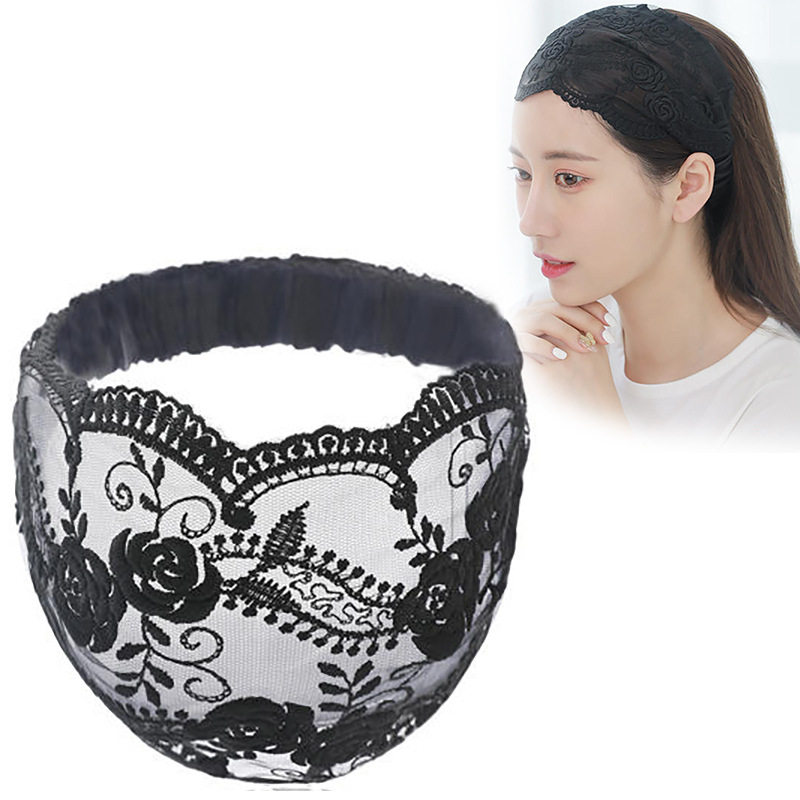 跨境遮白发发带蕾丝宽边头巾女头饰压发带齿简约发卡头套透气