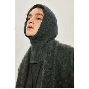 经典羊毛混纺针织巴拉克拉保暖套头毛线法帽女秋冬显脸小气质清冷