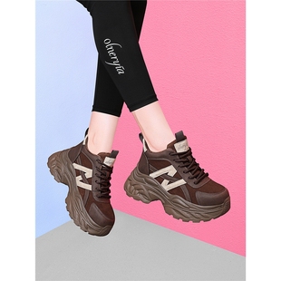 厚底增高老爹鞋女款2025年冬季新款加绒系带百搭运动休闲鞋旅游鞋