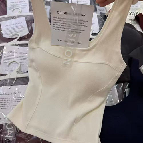 妃子纪3020马甲线设计磨毛吊带背心女方领带胸垫一体美背上