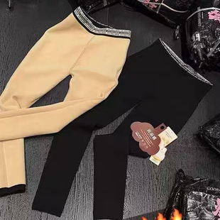 高腰显瘦羊绒小黑裤 A888加绒加厚字母腰打底裤 无缝发财云朵裤 正品