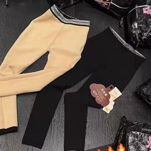 正品无缝发财云朵裤A888加绒加厚字母腰打底裤高腰显瘦羊绒小黑裤